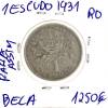 Lote 1077 - Moeda de 1 Escudo 1931 - Valor de Catálogo (Moedas de Portugal 2013 de Reinaldo Silva) de 1250€ - estado Bela, extremamente rara assim (R0) - 2