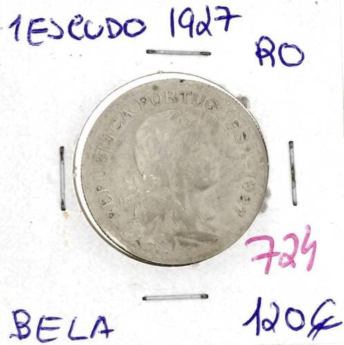 Lote 1125 - Moeda de 1 Escudo 1927 - Valor de Catálogo (Moedas de Portugal 2013 de Reinaldo Silva) de 120€ - estado Bela (R0)