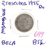 Lote 1131 - Moeda de 2,Moeda de 5 Escudos 1955 de Moçambique - Valor de Catálogo (Moedas de Portugal 2013 de Reinaldo Silva) de 85€ - estado Bela (R0)