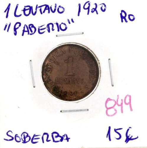 Lote 1142 - 1 Centavo 1920 “P aberto” – Valor de Catálogo (Moedas de Portugal 2013 de Reinaldo Silva) de 15€ - estado Soberbo (R0)