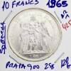 Lote 1163 - Moeda RARA de 10 FRANCOS FRANÇA de 1965 em prata quase pura em estado de SOBERBA valor pelo 2014 Standard Catalogo of World Coins de S. George de 120€. (A0)