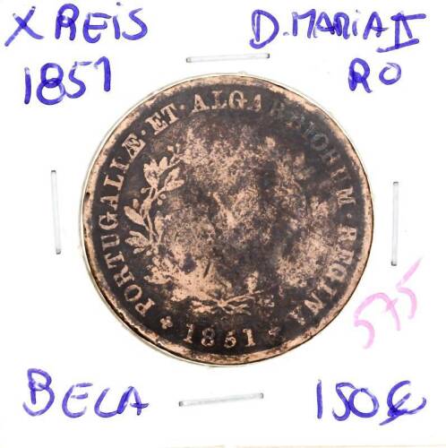 Lote 1168 - Moeda de X reis 1851 de D. Maria II – Valor de Catálogo (Moedas de Portugal 2013 de Reinaldo Silva) de 150€ - estado Bela (R0)