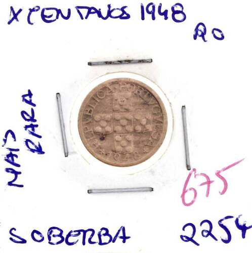 Lote 1185 - X Centavos 1948, muito rara assim - Valor de Catálogo (Moedas de Portugal 2013 de Reinaldo Silva) de 225€ - estado SOBERBO (R0)