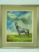 Lote2968 - Quadro com pintura a óleo sobre tela de Miriam de Sousa, datado de 1981 - Original - motivo "Paisagem com Cavalo", c