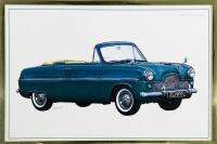 Lote 7 - Reprodução sobre papel, assinatura impressa, motivo "Ford Zephyr Convertible de 1955", com 34x51 cm (moldura com 36,5x53,5 cm)