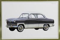 Lote 17 - Reprodução sobre papel, assinatura impressa, motivo "Ford Taunus 15M de 1955", com 34x51 4 cm (moldura com 36,5x53,5 cm)