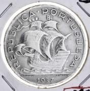 Lote 783 - Moeda de 10$00 da República Portuguesa em prata de 1937. Notas: em BELA tem um valor de € 900
