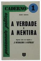 Lote 38 - Livro - A Verdade e a Mentira - Pensamento Político Caderno n.º 1 de Mario Saraiva editora QP edição de 1971