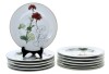 Lote 2706 - Conjunto de 12 pratos de sobremesa Spal, linha Block, decoração floral em tons de verde e vermelho. Dim: 16 cm. Sinais de uso. - 2