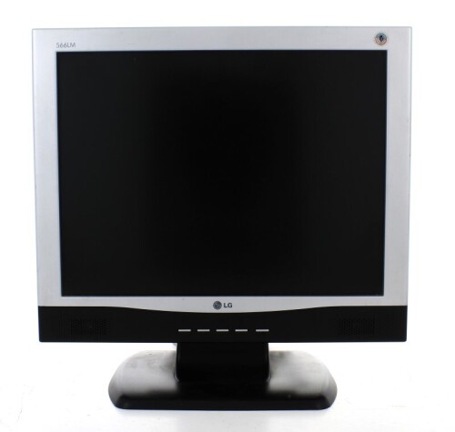 Lote 3633 - Monitor marca LG modelo 566LM com colunas de som embutidas. Com cabo de alimentação e cabo ligação ao computador. Base reclinável. Dim. 35x38cm. Nota: A funcionar