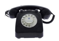 Lote 3651 - Telefone preto TLP, modelo anos 80, com 12x24x22 cm, sinais de uso, sem ficha de ligação