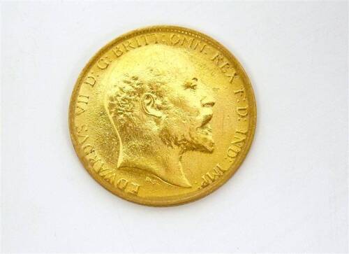 Lote 464 - Meia Libra de ouro, Edwardvs VII de 1906, em bc