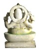 Lote 4014 - Escultura em mármore representando figura de Ganesha com decoração policromada e dourada. Dim: 45x30x18 cm - 4