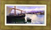 Lote 5340 - Mota Urgeiro - Original - Pintura a óleo sobre madeira, assinada, título "Cais de Lisboa", com 24x50 cm (moldura dourada com 39x65 cm). Óleo deste autor foi vendido por € 3.400 numa leiloeira de Lisboa. Nota: Mota Urgeiro é considerado o expoente máximo do impressionismo em Portugal, como reconhecimento pela qualidade artística das suas obras de arte, foi premiado com a Medalha de Ouro da Sociedade Nacional de Belas Artes em 1973