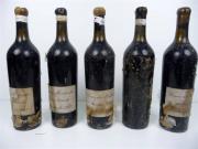 Lote 1600005 - Lote de 5 garrafas de vinho tinto para coleccionadores - Caves da Montanha - garrafeira particular - colheita de 1957, garrafas com algumas perdas