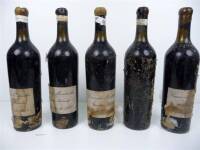 Lote 1600005 - Lote de 5 garrafas de vinho tinto para coleccionadores - Caves da Montanha - garrafeira particular - colheita de 1957, garrafas com algumas perdas