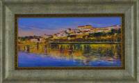 Lote 5027 - Mota Urgeiro - Original - Pintura a óleo sobre madeira, assinada, título “Vista Coimbra com Rio Mondego”, com 24x50 cm (moldura prateada com 40x65,5 cm). Óleo deste autor foi vendido por € 3.400 numa leiloeira de Lisboa. Nota: Mota Urgeiro é c