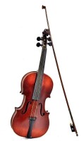 Lote 5241 - Violino de colecção Francês marca MI-FIN, Mirecourt. Finais do séc. XIX. Vem acompanhado de arco antigo em madeira com embutidos em madre pérola (Cordas estão danificadas). Nota: Marcado no interior. Violino semelhante desta marca está á vend