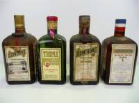 Lote 1600154 - Lote de 4 garrafas para coleccionadores, Triple Sêco de Caldeira lda, Licor Cointreau extra dry - Angers, Licor Cointreau specialité - Angers e Licor - Triplice Ancora - super fino extra dry - da fábrica Ancora - Lisboa, garrafas antigas pa