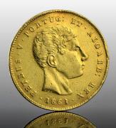 Lote 5192 - Moeda de ouro - 5000 Reis de D. Pedro V de 1861. peso: 8,8 gr. Dim: 25 mm. Notas: moeda idêntica foi vendida por € 540 na oportunityleiloes