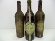 Lote 1600202 - Lote de 3 garrafas de vinho verde tinto Montanhez da Sociedade Vinicola de Basto, garrafas antigas para coleccionadores com alguns defeitos, em aparente mau estado