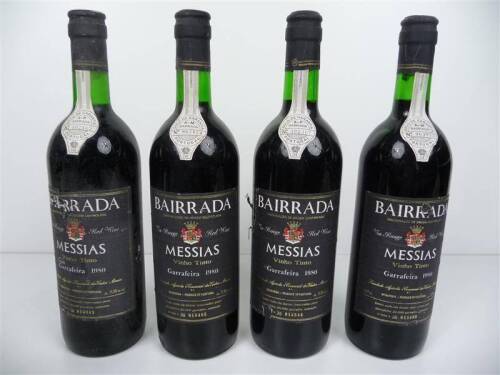 Lote 1600512 - Lote de 4 garrafas de Vinho Tinto, Bairrada - Messias - garrafeira 1980, garrafas numeradas, Nota: garrafas provenientes de uma garrafeira particular onde estavam armazenadas com todas as condições necessárias ao seu perfeito acondicioname