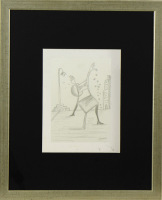 Lote 4136 - Carlos Eurico (1928-1998) - Original - Desenho a lápis de carvão sobre papel, assinado, o verso contém um Certificado do filho do artista (o pintor Paulo Costa), motivo "Cidade Surrealista com Cadeira", mancha colorida 24x16 cm (moldura com 65