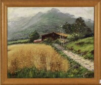 Lote 4310 - Zell - Original - Pintura a óleo sobre tela, assinada, título "Trigo à Contraluz", mancha colorida com 50x60 cm (moldura de madeira com 60x70 cm)