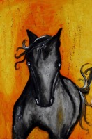 Lote 4579 - Ligia Romano (n.1981) - Original - Técnica mista sobre tela, assinada, datada de 2015, título "Flare - Série Horses", com 90x60 cm. Nota: Lígia Romano é uma artista plástica, que desenha e pinta desde os 13 anos de idade. Tem um estilo próprio