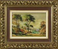 Lote 4598 - Jesus Guido (n.1934) - Original - Pintura a óleo sobre tela, assinada, motivo "Paisagem - Arredores de Sintra", com 22x30 cm (moldura dourada com 42x50 cm). Nota: Jesus Guido nasceu em Lisboa em Novembro de 1934. Depois de terminar os estudos 