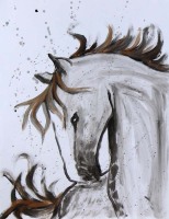 Lote 128 - Ligia Romano (n.1981) - Original - Técnica mista sobre papel, assinada, datada de 2015, motivo da série "Horses", com 65x50 cm - SEM MOLDURA. Nota: Lígia Romano é uma artista plástica, que desenha e pinta desde os 13 anos de idade. Tem um estil