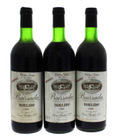 Lote 1256 - Três garrafas de Vinho Tinto, Borlido, Reserva, Colheita 1989, Bairrada-Doc, Caves Borlido, Sangalhos, (750 ml-12%vol). 