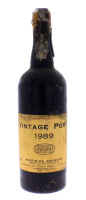 Lote 1284 - Garrafa de Vinho do Porto, Borges, Colheita 1989, Vintage Port, S. V. Borges & Irmão, (750ml-20%vol). Nota: À venda em site da especialidade € 59,35 - https://www.portugalvineyards.com/wines/4599-borges-vintage-port-1989.html , lacre danificad