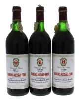 Lote 1438 - Três garrafas de Vinho Tinto, Douro Mesão Frio, Colheita 1987, Região Demarcada do Douro, Adega Cooperativa de Mesão Frio,(750ml-11%vol).