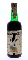 Lote 1802 - Garrafa de Vinho do Porto, Dalva, Colheita 1982, LBV, Quinta de Avidagos, engarrafado em 1986, C. da Silva, (750ml-20%vol). Nota: Garrafa idêntica à venda em site da especialidade por € 40 - https://www.vivino.com/wineries/c-silva/wines/dalva-