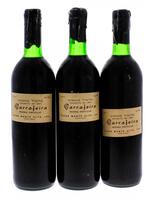 Lote 1359 -Três garrafas de Vinho Tinto, Garrafeira, Reserva Particular, Colheita 1980, Região da Bairrada, Engarrafadas em 1986, Numeradas, Caves Monte Alto, (750ml-12%vol).