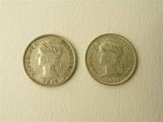 Lote 1620056 - Lote de 2 moedas de Prata de 10 Centavos, República Portuguesa, datadas de 1915, BC