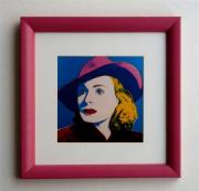 Lote 1640203 - Andy Warhol (1928-1987) - litografia com 17,5x17,5cm que reproduz a obra "Ingrid Bergman". Dimensão da moldura 32,5x32,5cm.