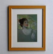 Lote 1640246 - Degas (1834-1917) - litografia com 24x17,5cm que reproduz a obra "Mademoiselle Sallandry" de 1885. Dimensão da moldura 39,5x32,5cm.
