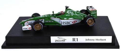 Lote 4 - Miniatura Automóvel F1 Jaguar R1 Johnny Herbert #8 – Hot Wheels, Escala 1:43 – Notas: Novo, em embalagem de origem, sem falhas