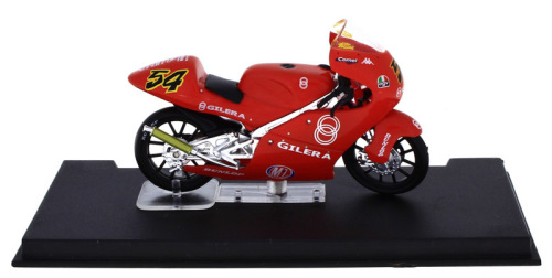 Lote 17 - Miniatura Moto GP Gilera 125 – Manuel Poggiali 2001 – IXO/Altaya, Escala 1:24 – Notas: Em Excelente estado, em embalagem de origem, sem falhas