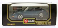 Lote 88 - Miniatura Automóvel Porsche 911 Carrera Cabriolet 1994 – Burago, Escala 1:18 – Notas: Novo, em embalagem de origem, sem falhas