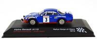 Lote 195 - Miniatura Automóvel Alpine Renault A110 – Bernard Darniche / Alain Mahé – Rallye Neige et Glace 1972 – IXO, Escala 1:43 – Notas: Novo, em embalagem de origem, sem falhas