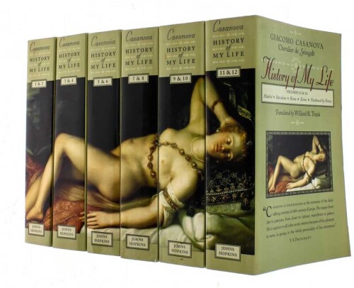 Lote 991 - Livros - Colecção completa de 12 volumes - “History of My Life, Giacomo Casanova” da Johns Hopkins Universaty Press. Livros idênticos à venda com pvp de total de € 270 em https://jhupbooks.press.jhu.edu/search-books?search_api_views_fulltext=ca