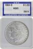 Lote 3007 - Moeda de One Dollar, dos Estados Unidos da América, George Washington, em Prata de 900, de 1884. Peso: 26,7 g. Nota: moeda similar à venda por € 336 em http://www.ebay.com/itm/1884-CC-MORGAN-DOLLAR-PCGS-MS-65-RARE-/322022231314