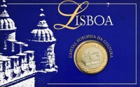 Lote 3126 - Moeda de 200 escudos, da República Portuguesa, bimetálica, comemorativa Lisboa Capital Europeia da Cultura 1994. Em embalagem cartonada.