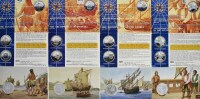 Lote 3180 - Conjunto de 4 moedas Comemorativas de 100 escudos, da República Portuguesa, em Prata 925, da II Série dos Descobrimentos Portugueses – A Conquista do Atlântico 1990. Peso total 84 g.