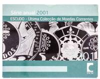 Lote 3969 - Colecção de 7 Moedas, da República Portuguesa, em diversas ligas, Escudo - Última Colecção de Moedas Correntes, Serie anual 2001, sendo 1 moeda de 1 Escudo, 1 moeda de 5 Escudos, 1 moeda de 10 Escudos, 1 moeda de 20 Escudos, 1 moeda de 50 Escu