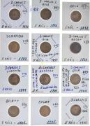 Lote 3994 - Conjunto de 12 moeda de cinco reis, da República Portuguesa, em bronze, de 1890,1891, 1892, 1893, 1897, 1898, 1899, 1900, 1901, 1904, 1905 e 1906.