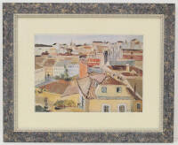 Lote 53 - Carlos Botelho - Litografia offset editada pelo Centro de Arte Moderna, da obra denominada " Lisboa" da autoria de Carlos Botelho. Emoldurada. Dim: 33x24 cm (moldura 52 x 43 cm).